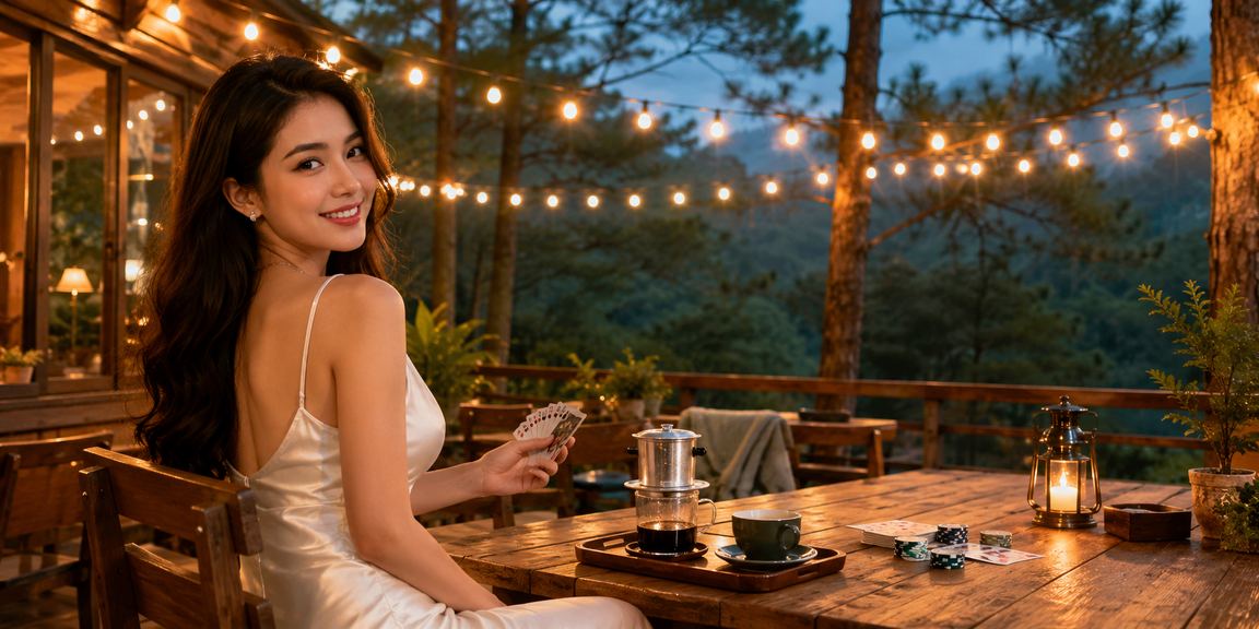 Người chơi tại Đà Lạt thưởng thức cà phê và chơi bài trực tuyến trên điện thoại